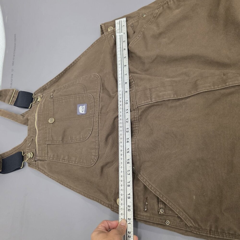 Berne Bib Overall 44 X 34 Brown Unlined Duck Carpenter Zip Ankle Workwear - Picture 6 of 11